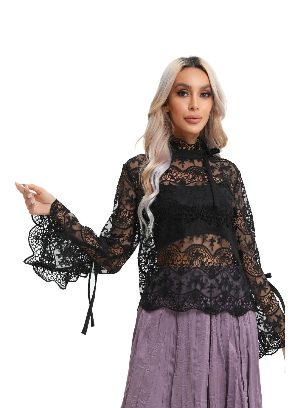 Elegant Long Sleeve Lace Blouse