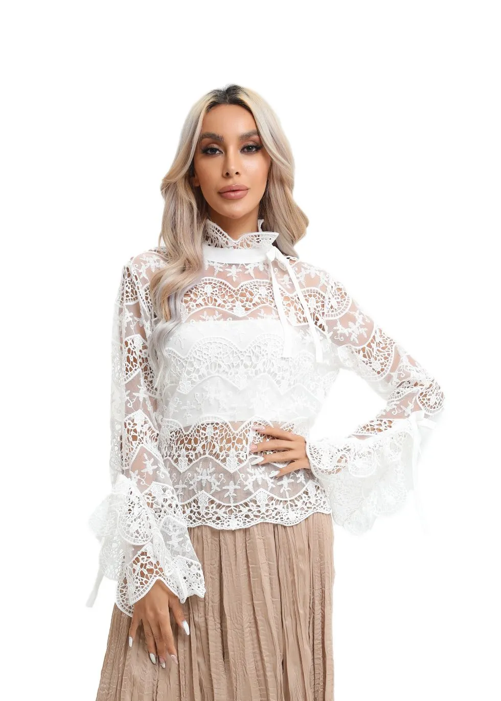 Elegant Long Sleeve Lace Blouse