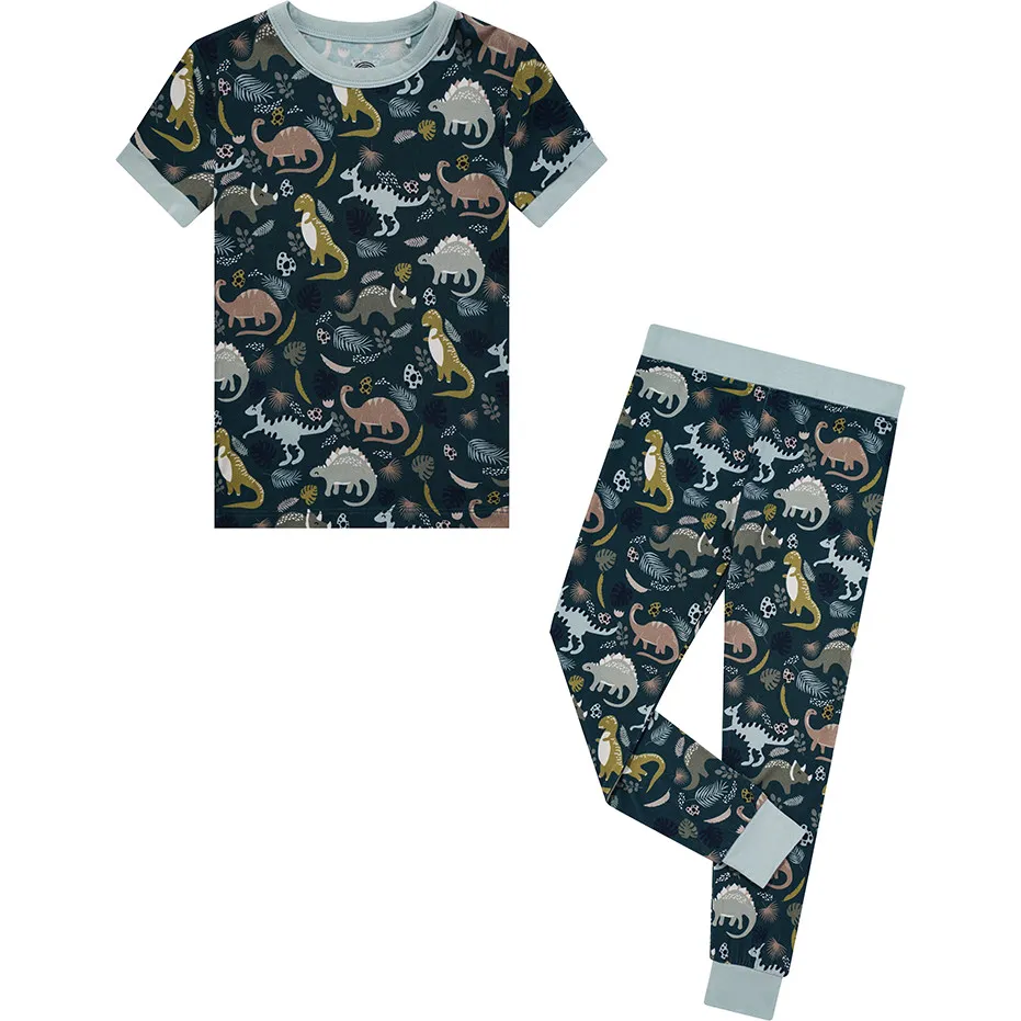 Emerson and Friends Prehistoric Friends Dinosaur Two-Piece Bamboo Short Sleeve Kids Pajama Pants Set