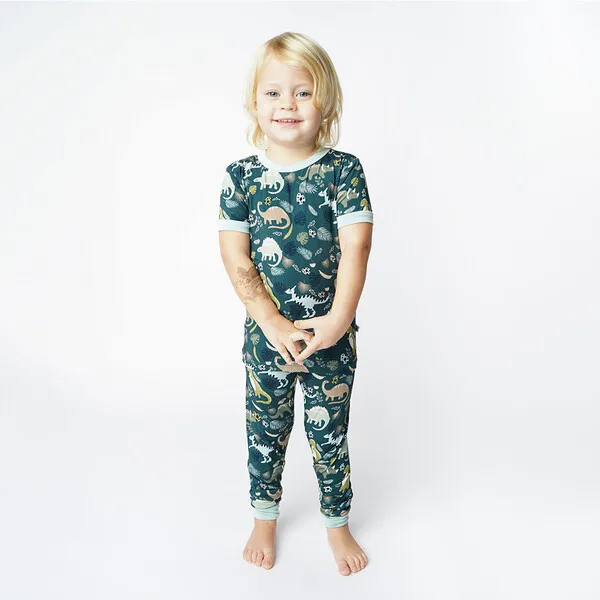 Emerson and Friends Prehistoric Friends Dinosaur Two-Piece Bamboo Short Sleeve Kids Pajama Pants Set