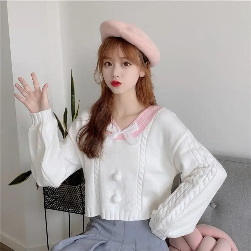 Fairy-Kei Candy Pastel Kawaii Aesthetic PomPom Sweater MK18402