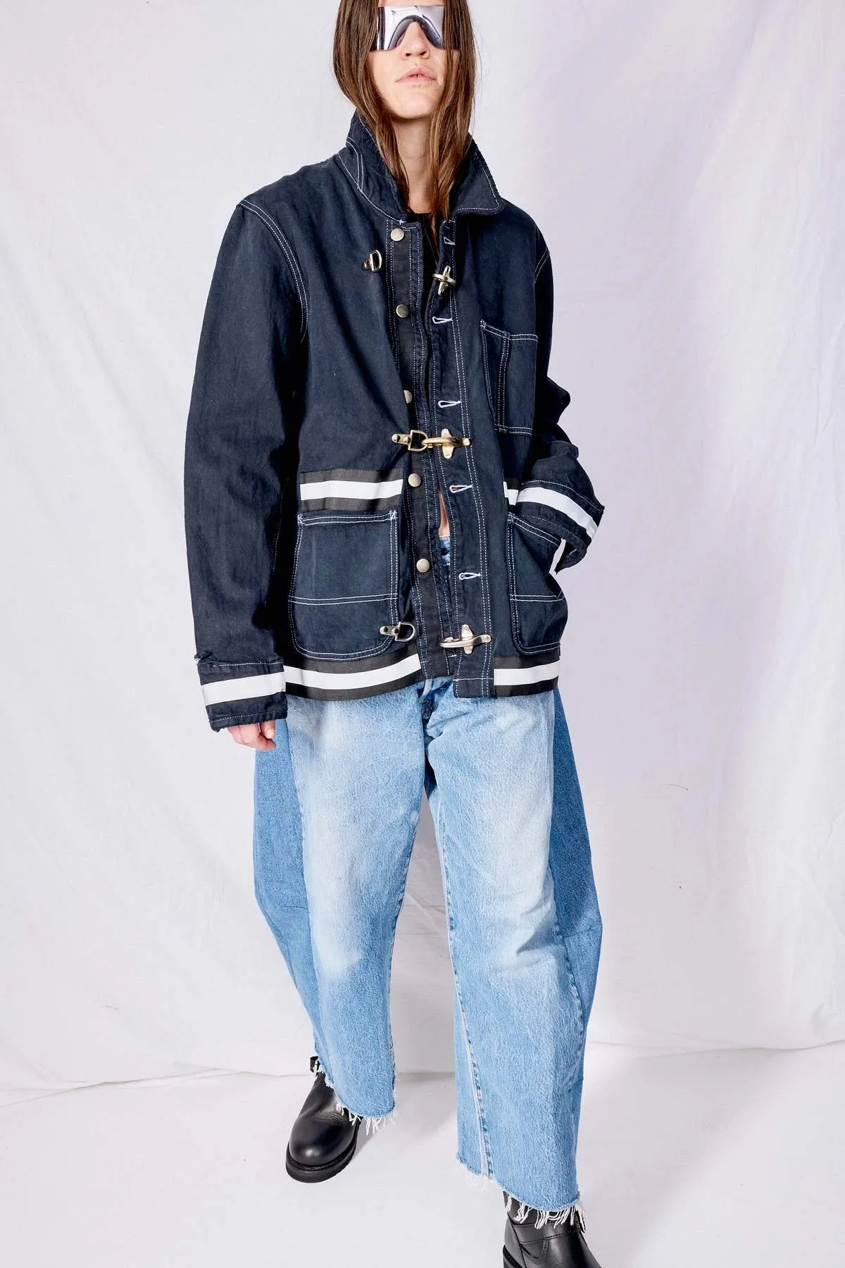 Fireman Field Coat - Black Contrast Stitch Denim