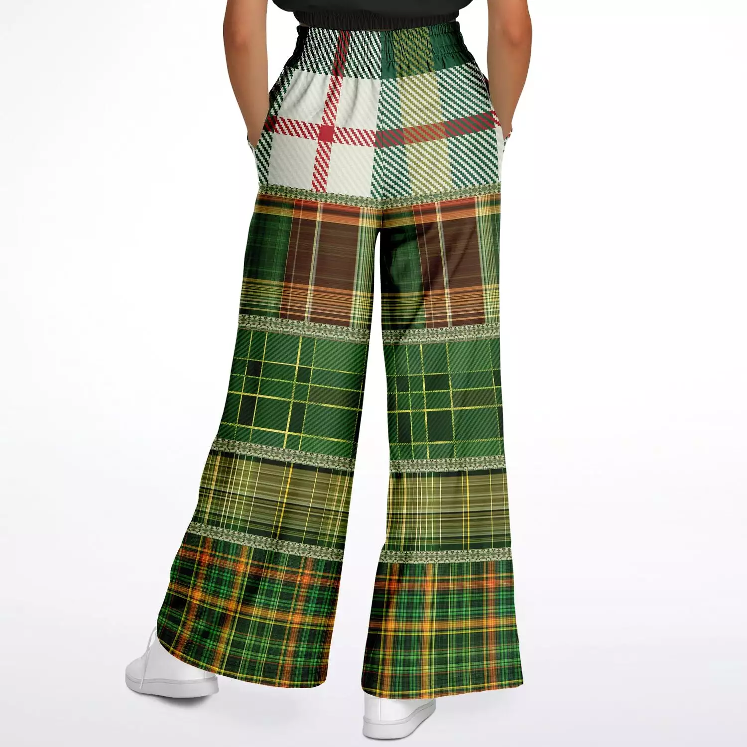 Green Nantucket Plaid Eco-Poly Stretchy Phat Bellbottoms