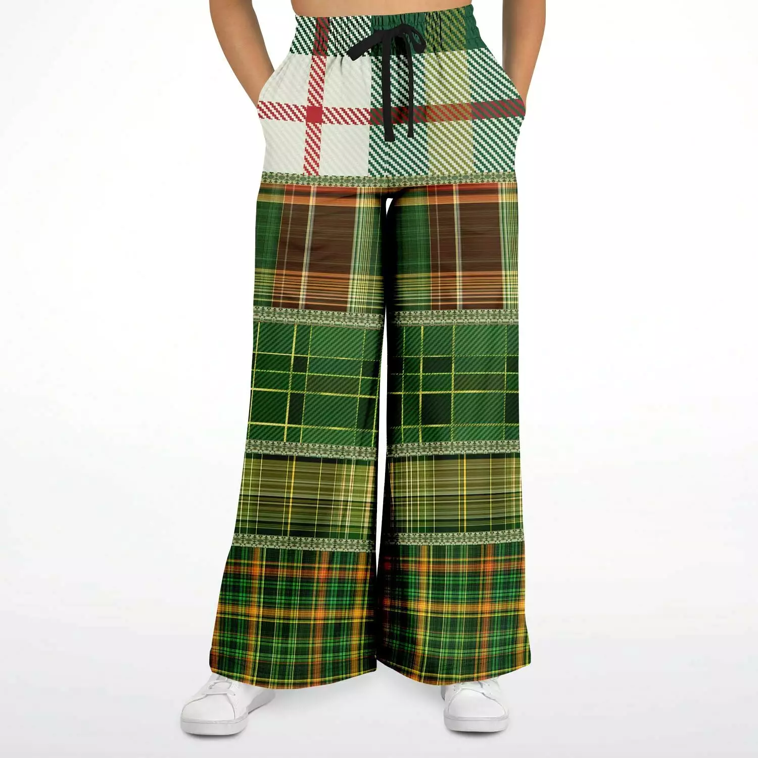 Green Nantucket Plaid Eco-Poly Stretchy Phat Bellbottoms