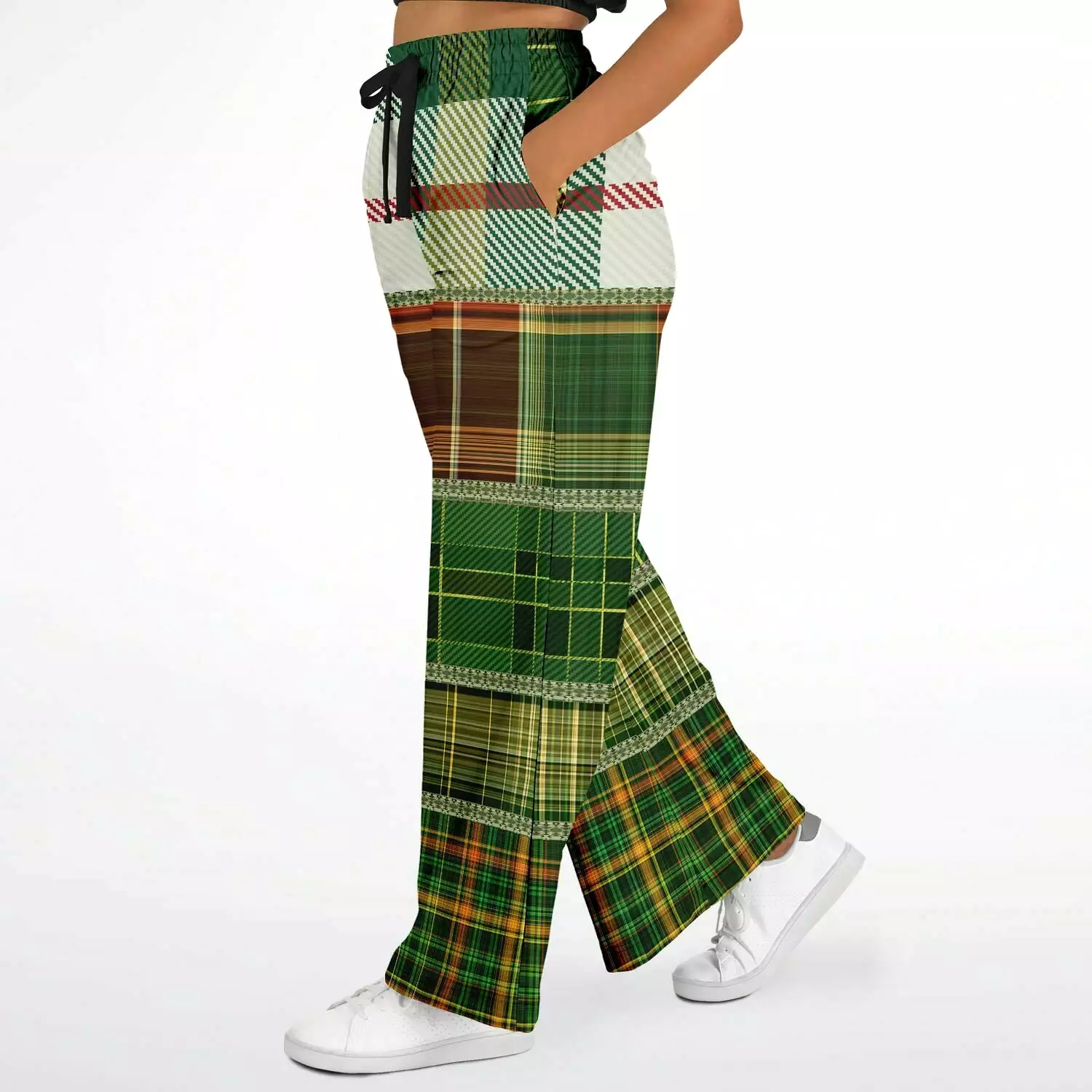 Green Nantucket Plaid Eco-Poly Stretchy Phat Bellbottoms