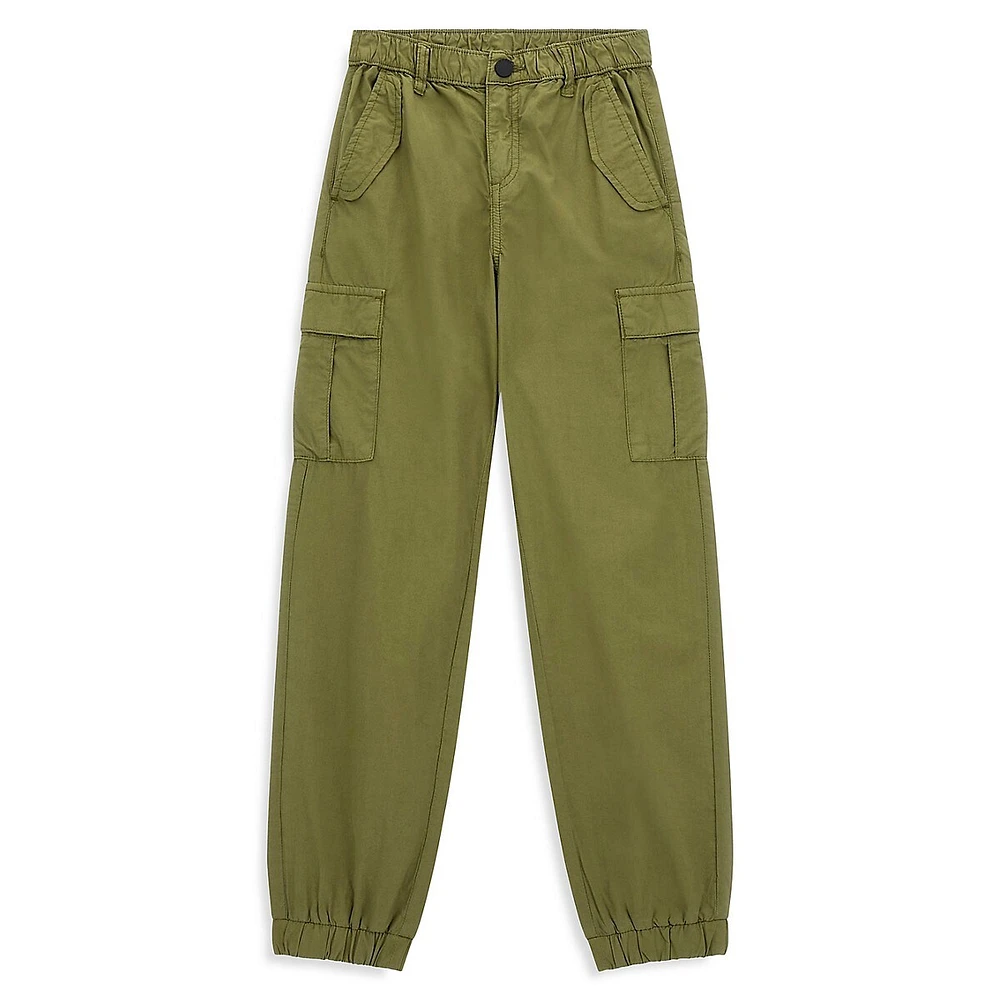 GUESS Boy's Garment-Dye Poplin Cargo Jogger Pants