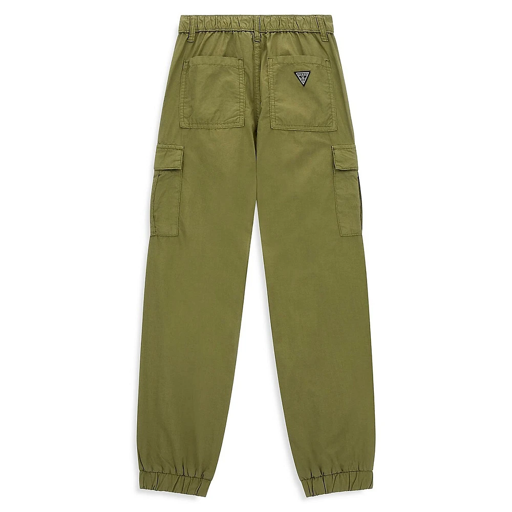 GUESS Boy's Garment-Dye Poplin Cargo Jogger Pants