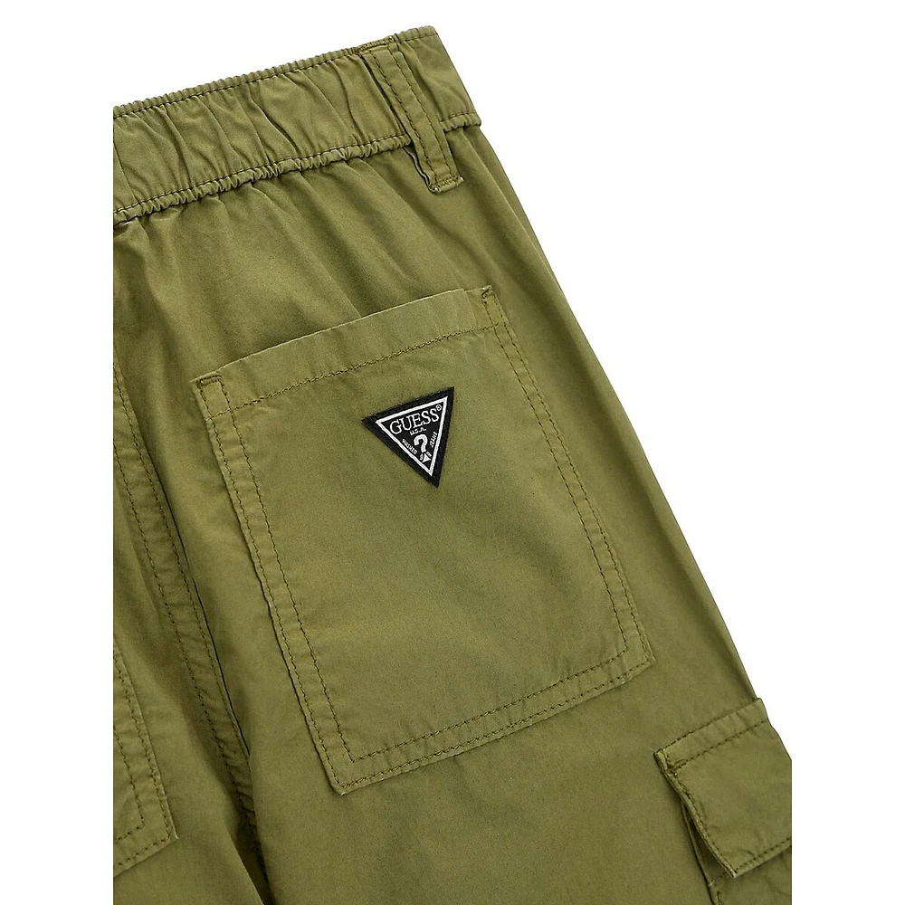 GUESS Boy's Garment-Dye Poplin Cargo Jogger Pants