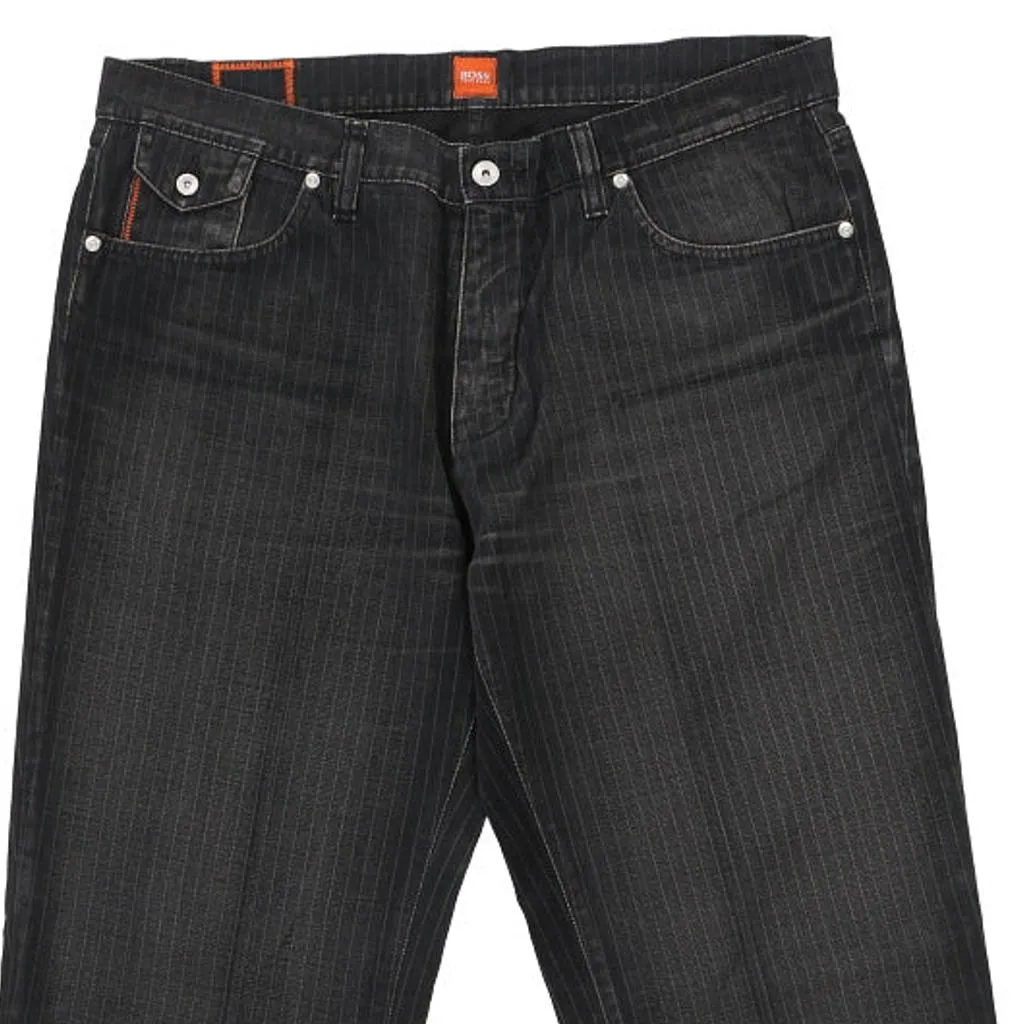 Hugo Boss Pinstripe Jeans - 38W 33L Black Cotton