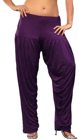 Indian Baggy Pants Harem Patiala Style Womens India Clothing (Purple)