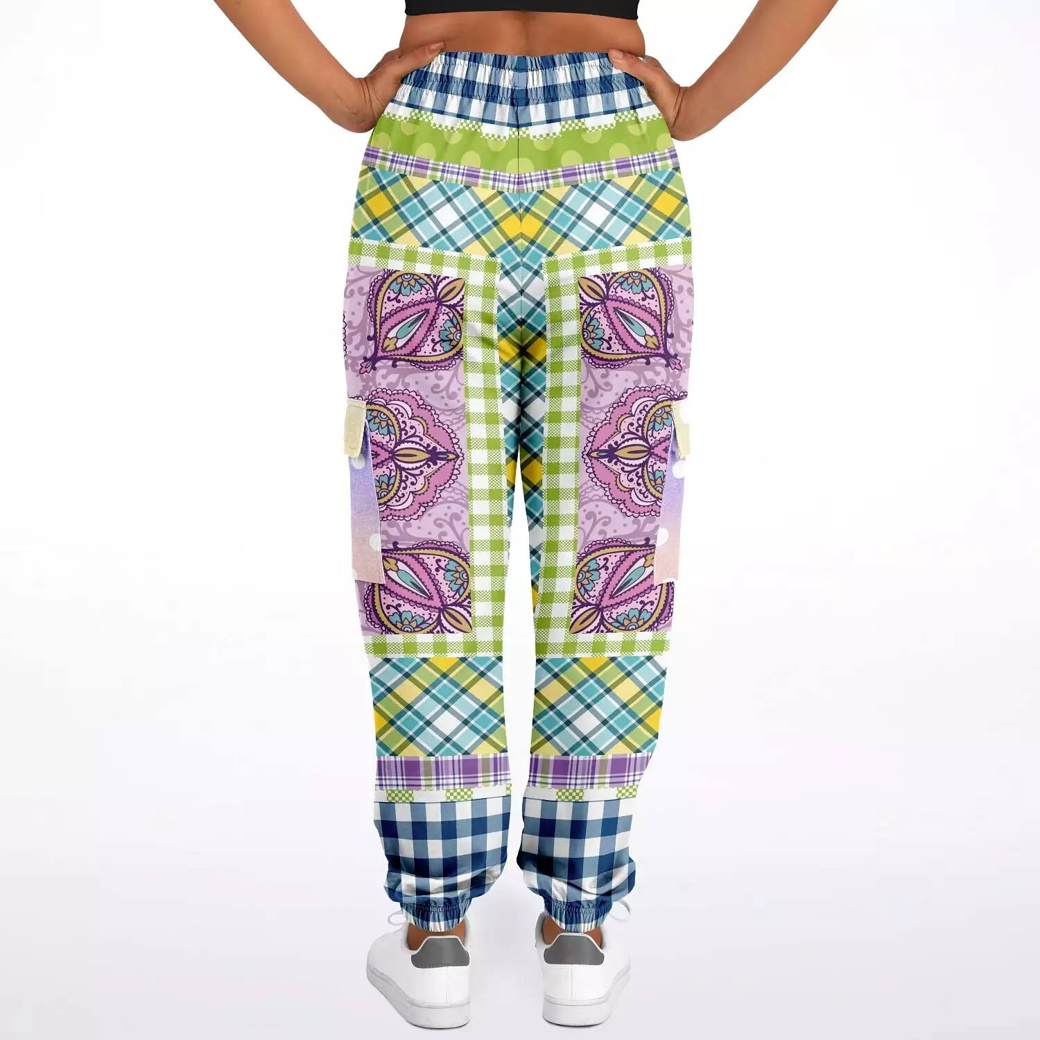 Kaleido-Scape Purple Plaid Unisex Cargo Sweats