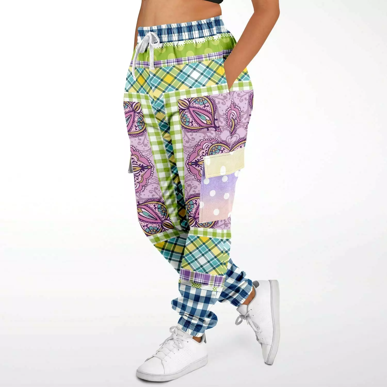 Kaleido-Scape Purple Plaid Unisex Cargo Sweats