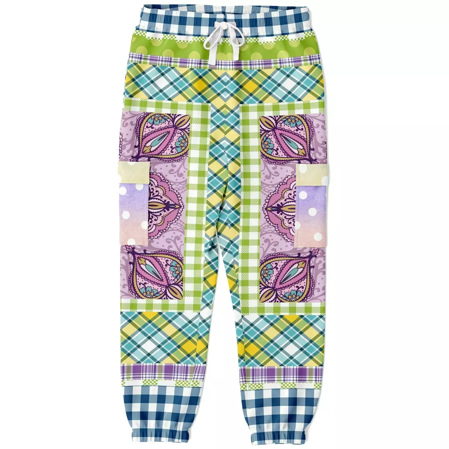 Kaleido-Scape Purple Plaid Unisex Cargo Sweats