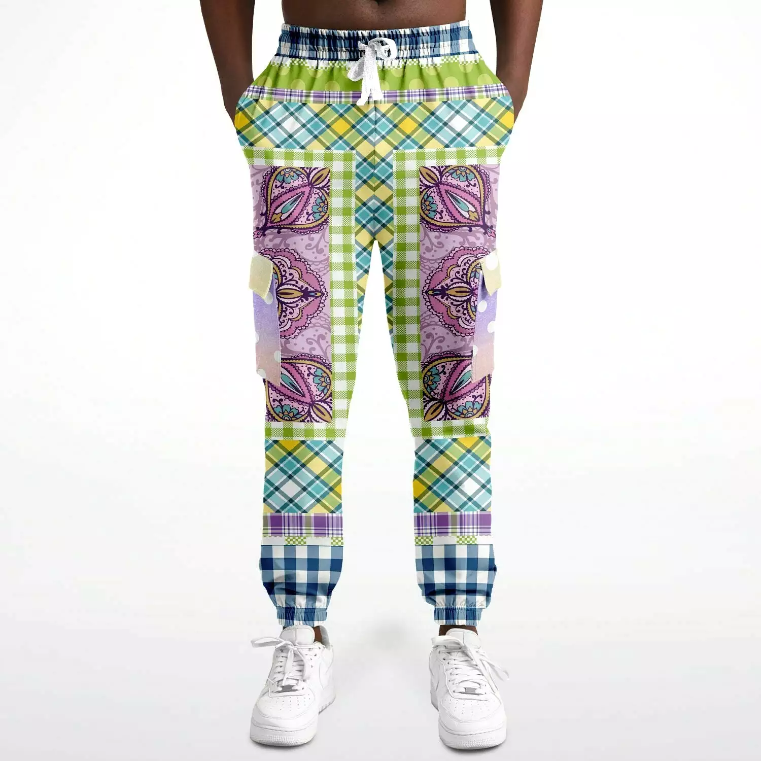 Kaleido-Scape Purple Plaid Unisex Cargo Sweats