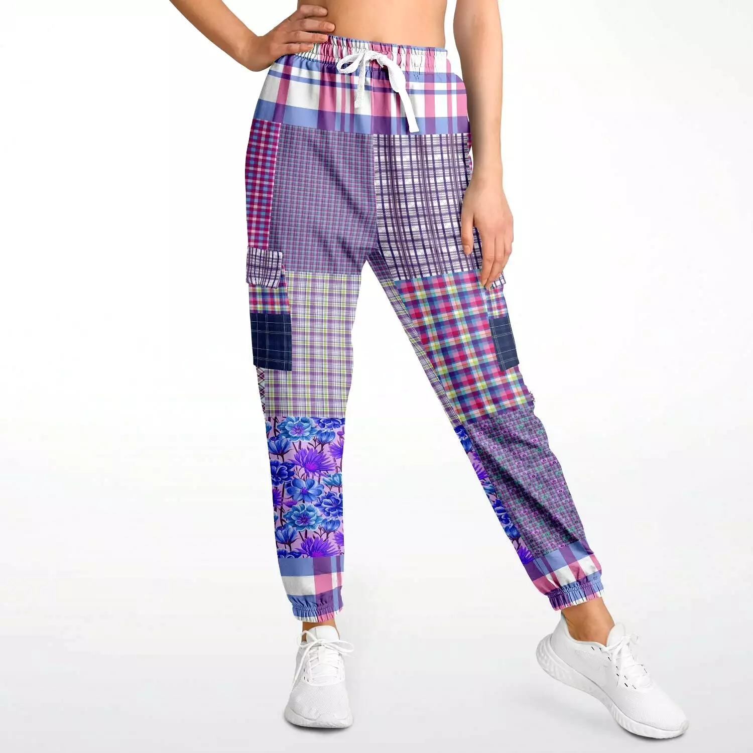 Lavender Fields Purple Plaid Unisex Eco-Poly Cargo Joggers