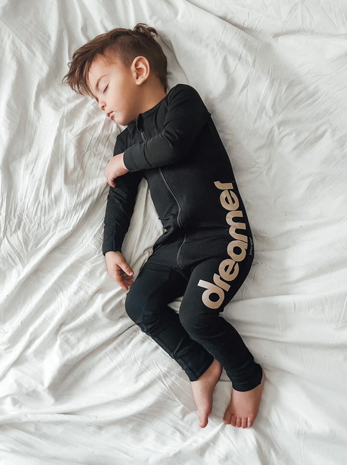 LB x Baby Breez Long Sleeve Dreamer Romper Pajamas - Black