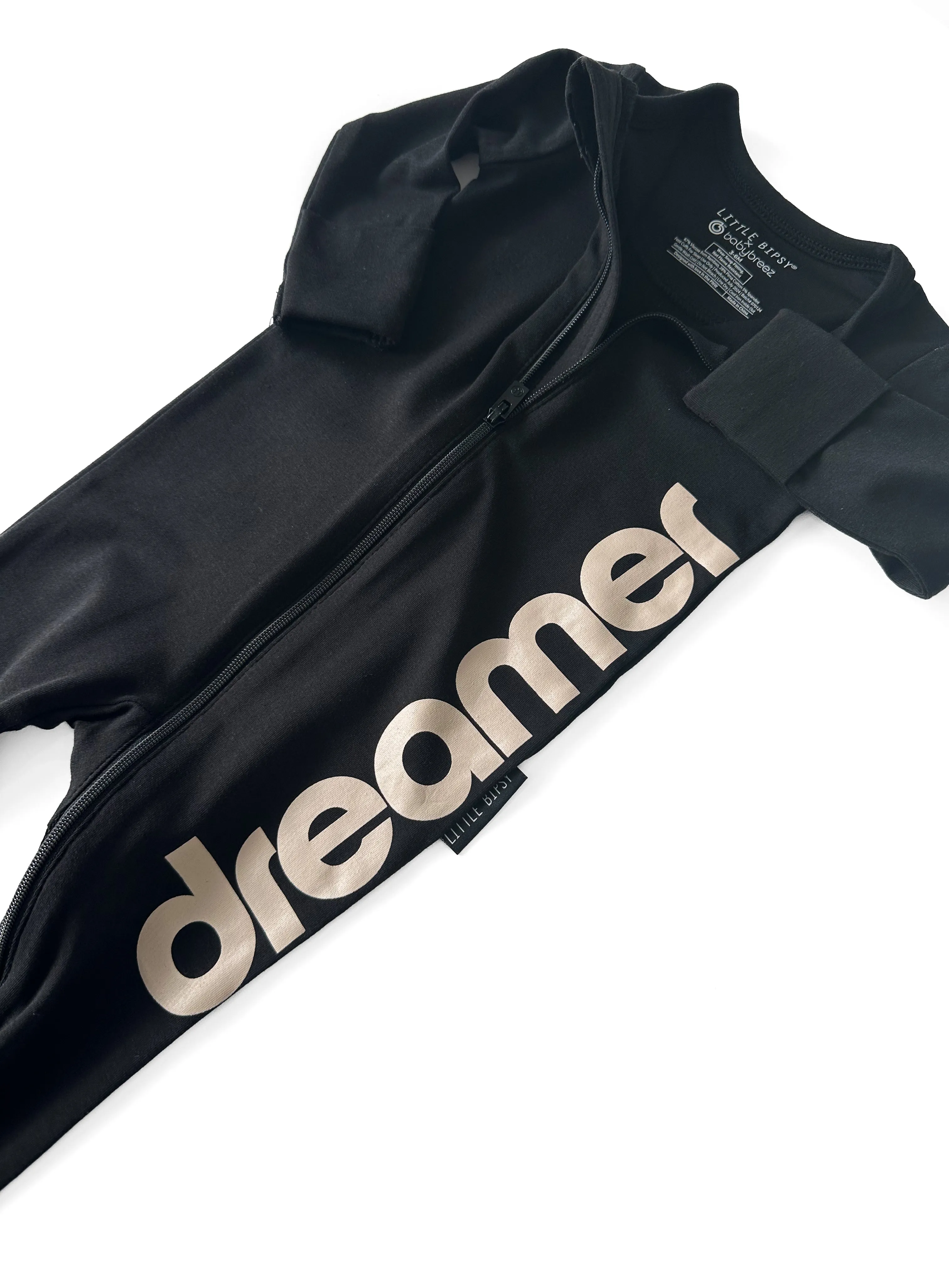 LB x Baby Breez Long Sleeve Dreamer Romper Pajamas - Black