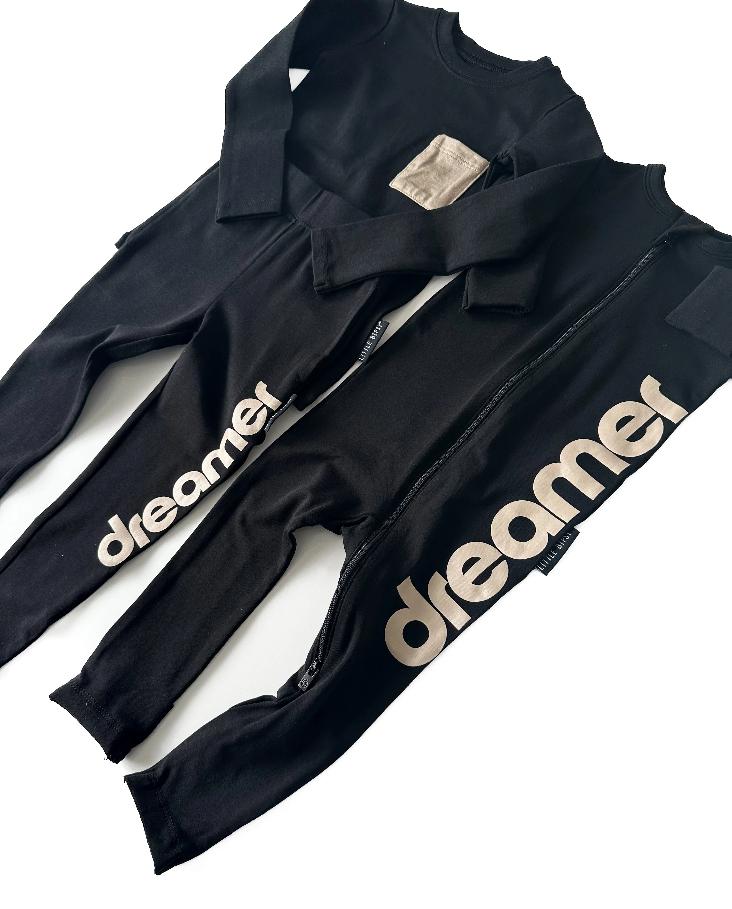 LB x Baby Breez Long Sleeve Dreamer Romper Pajamas - Black