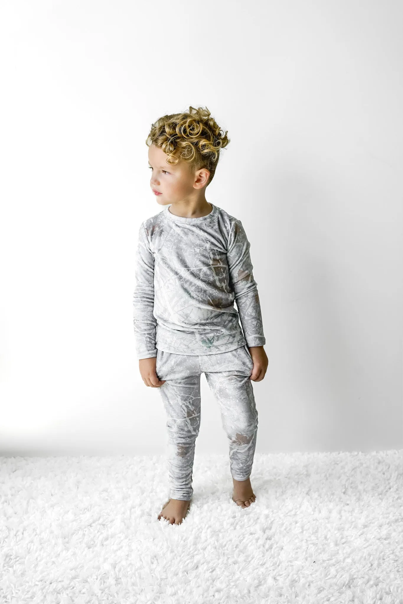 LB x Baby Breez Long Sleeve Snow Camo 2 Piece Pajamas