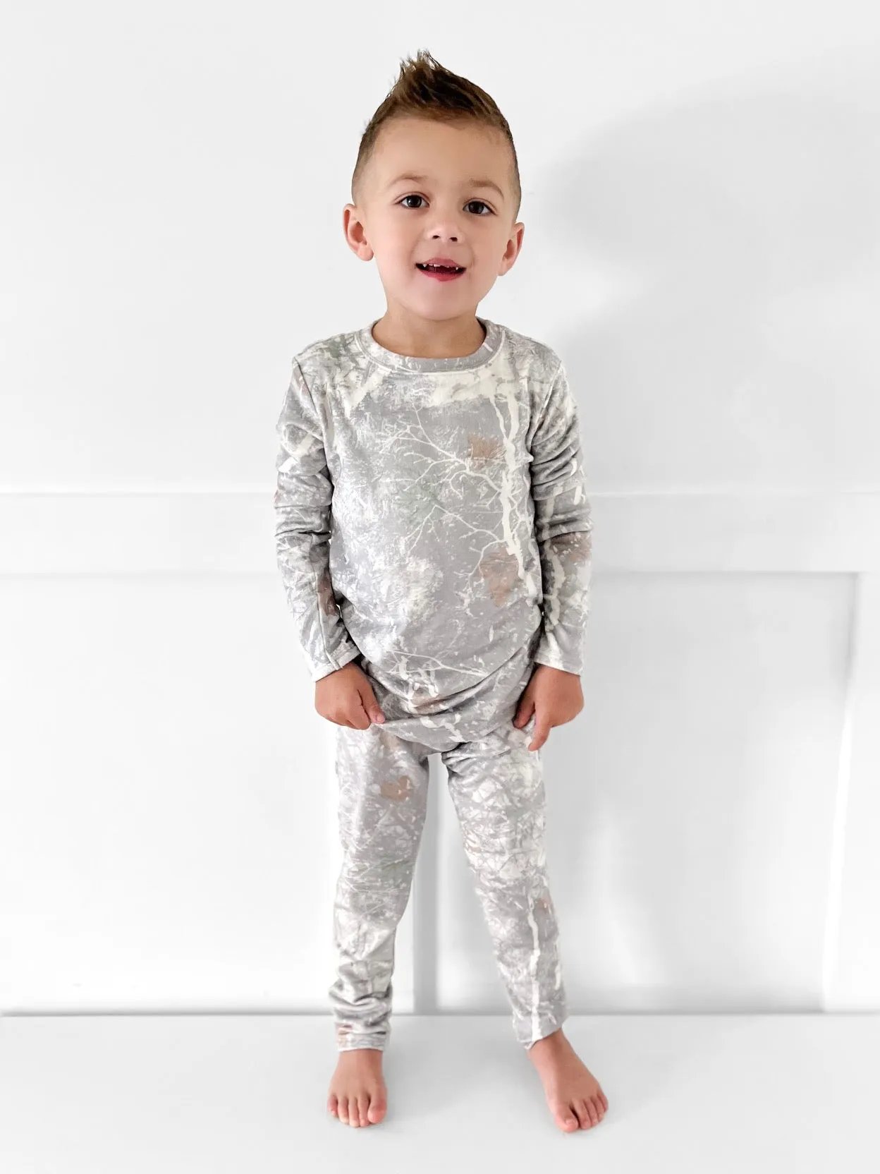 LB x Baby Breez Long Sleeve Snow Camo 2 Piece Pajamas