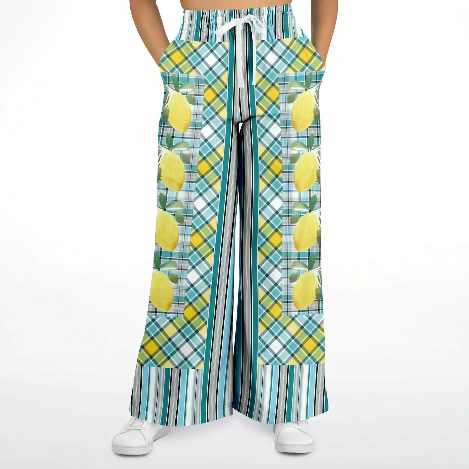 Lemon Zest Striped Eco-Poly Stretchy Phat Bellbottoms