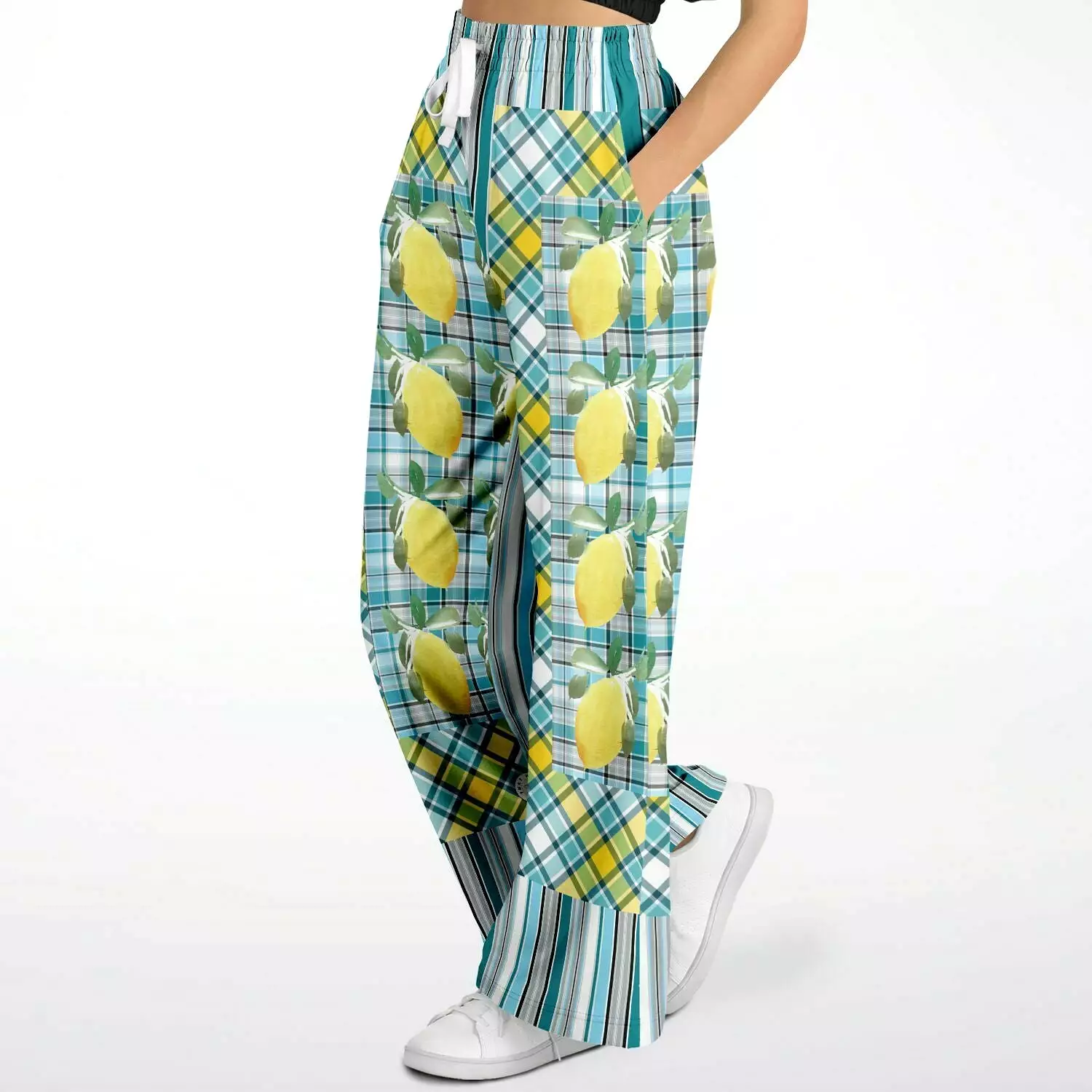 Lemon Zest Striped Eco-Poly Stretchy Phat Bellbottoms