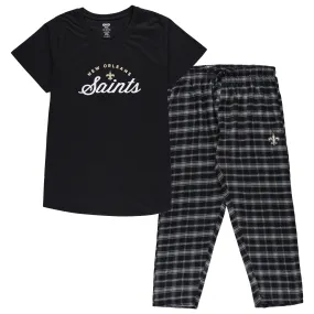 Lids Women's Concepts Sport Black New Orleans Saints Plus Badge T-Shirt & Flannel Pants Sleep Set