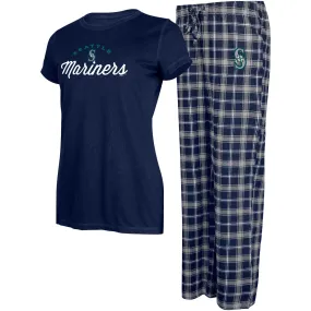 Lids Women's Concepts Sport Navy/Gray Seattle Mariners Arctic T-Shirt & Flannel Pants Sleep Set