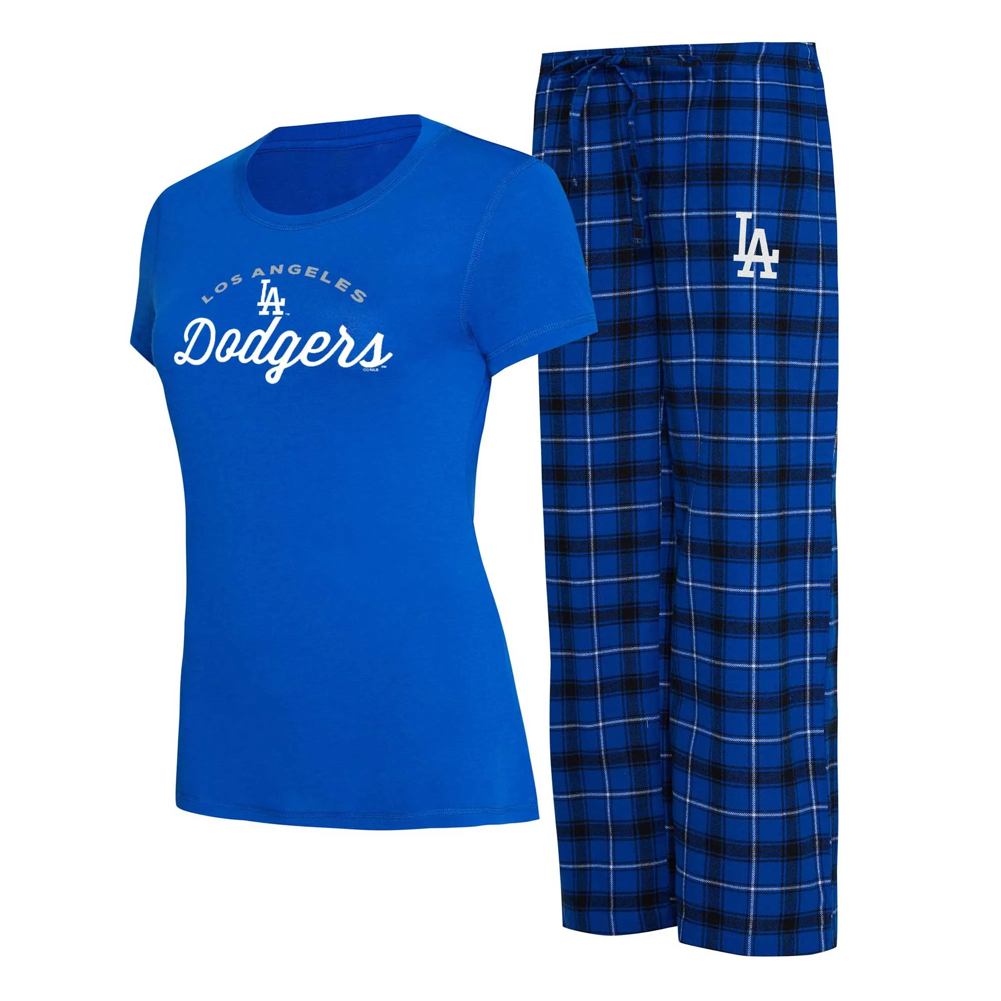 Lids Women's Concepts Sport Royal/Black Los Angeles Dodgers Arctic T-Shirt & Flannel Pants Sleep Set