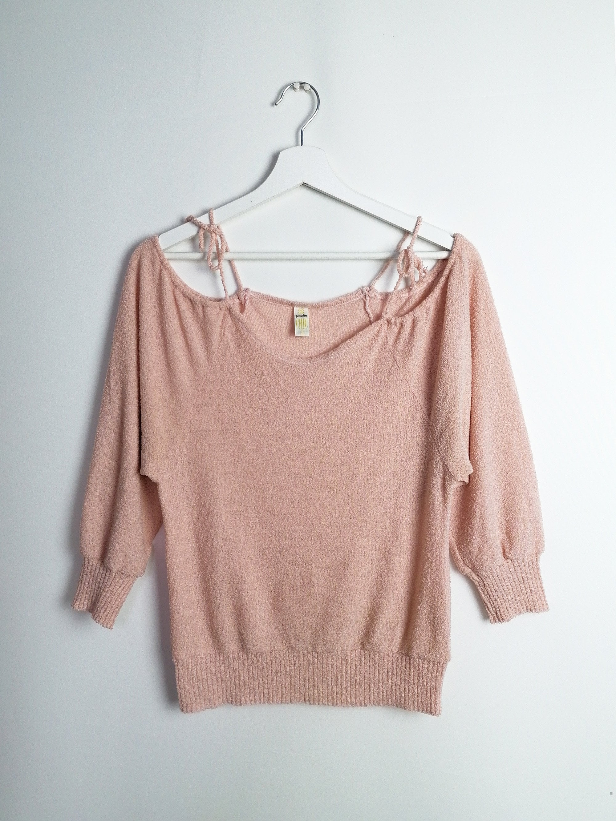 Light Pink Terrycloth Fluffy Knit Top