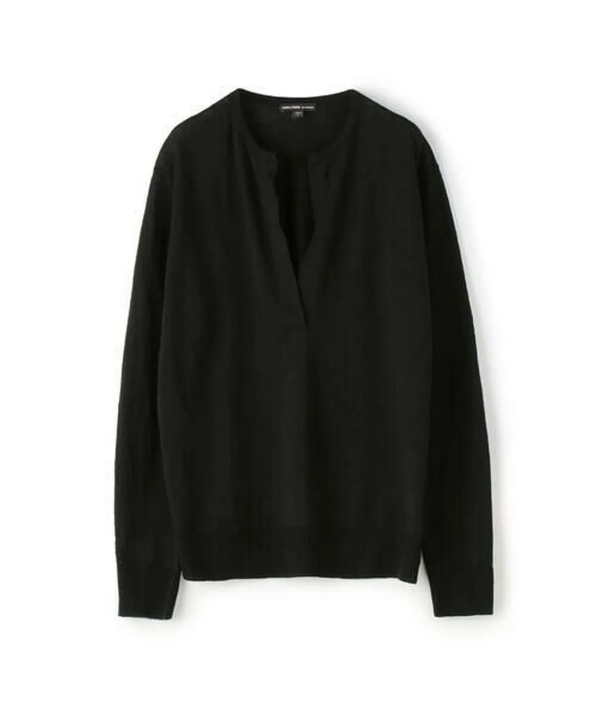 L/S Collarless Sweater-Black