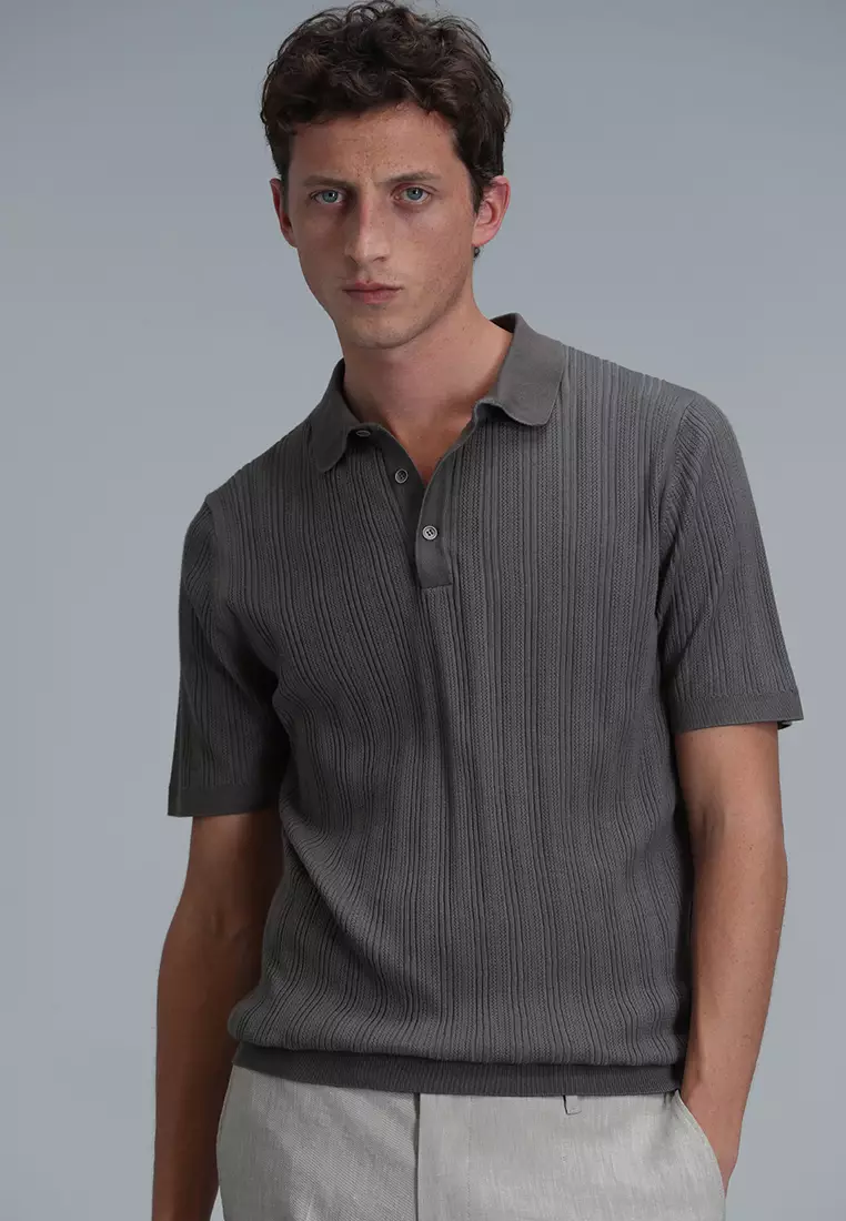 LUFIAN Ribbed Polo Sweater