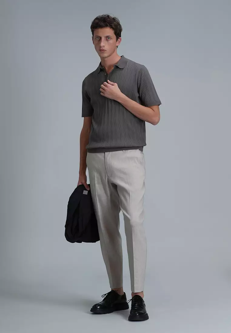 LUFIAN Ribbed Polo Sweater