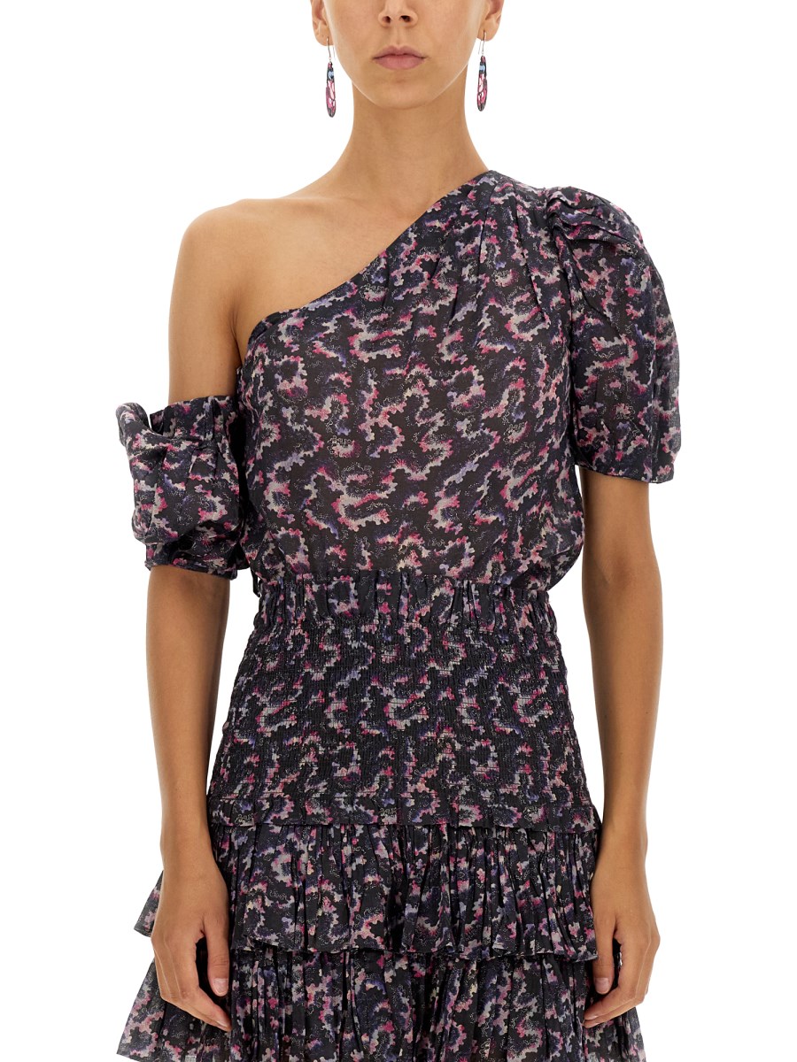 MARANT ÉTOILE    PRINTED ONE-SHOULDER LIDDY TOP