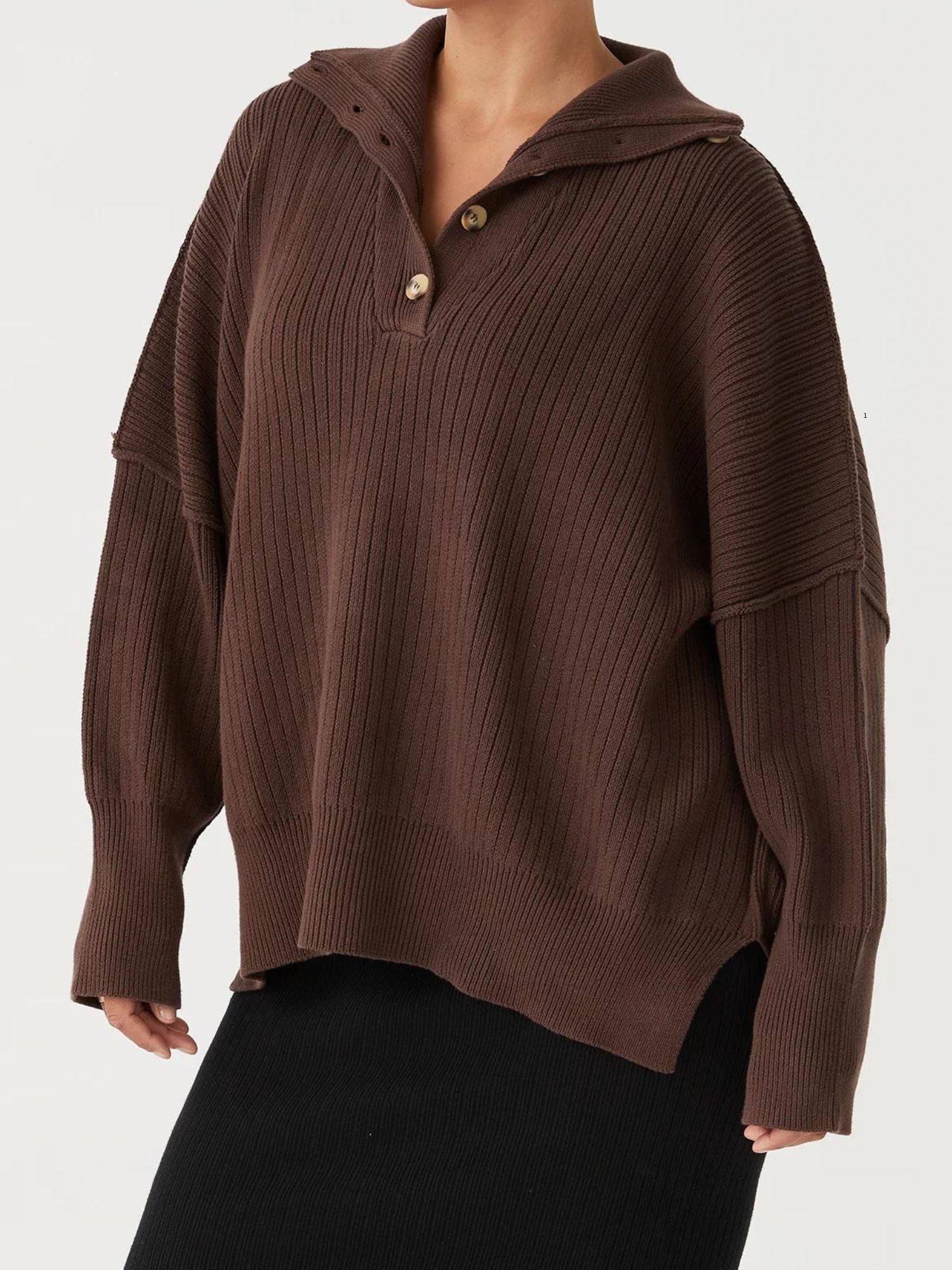 Margo Button Up Sweater | Chocolate