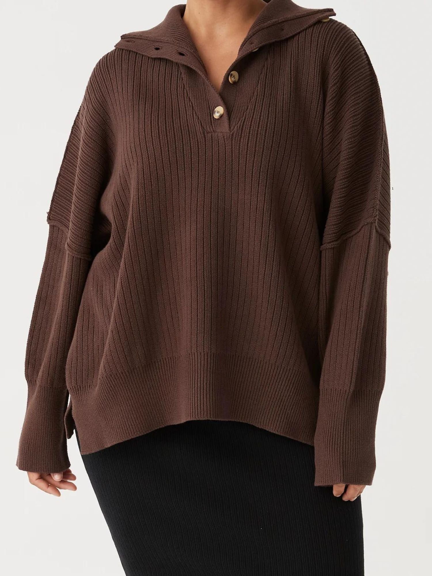 Margo Button Up Sweater | Chocolate