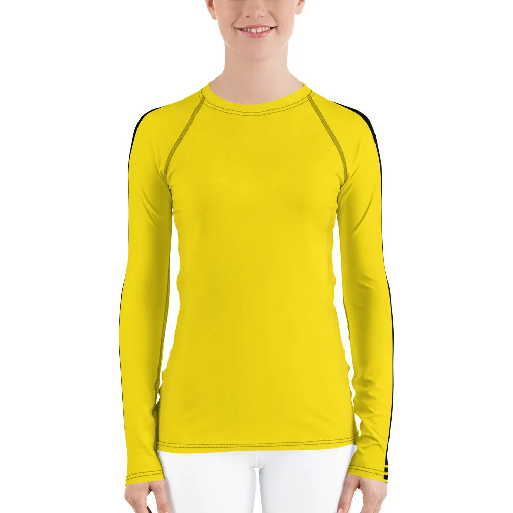 Martial Arts Elegance: Women's Bruce Lee Game of Death and Kill Bill Inspired Long Sleeve Rash Guard and Yoga Pants Set