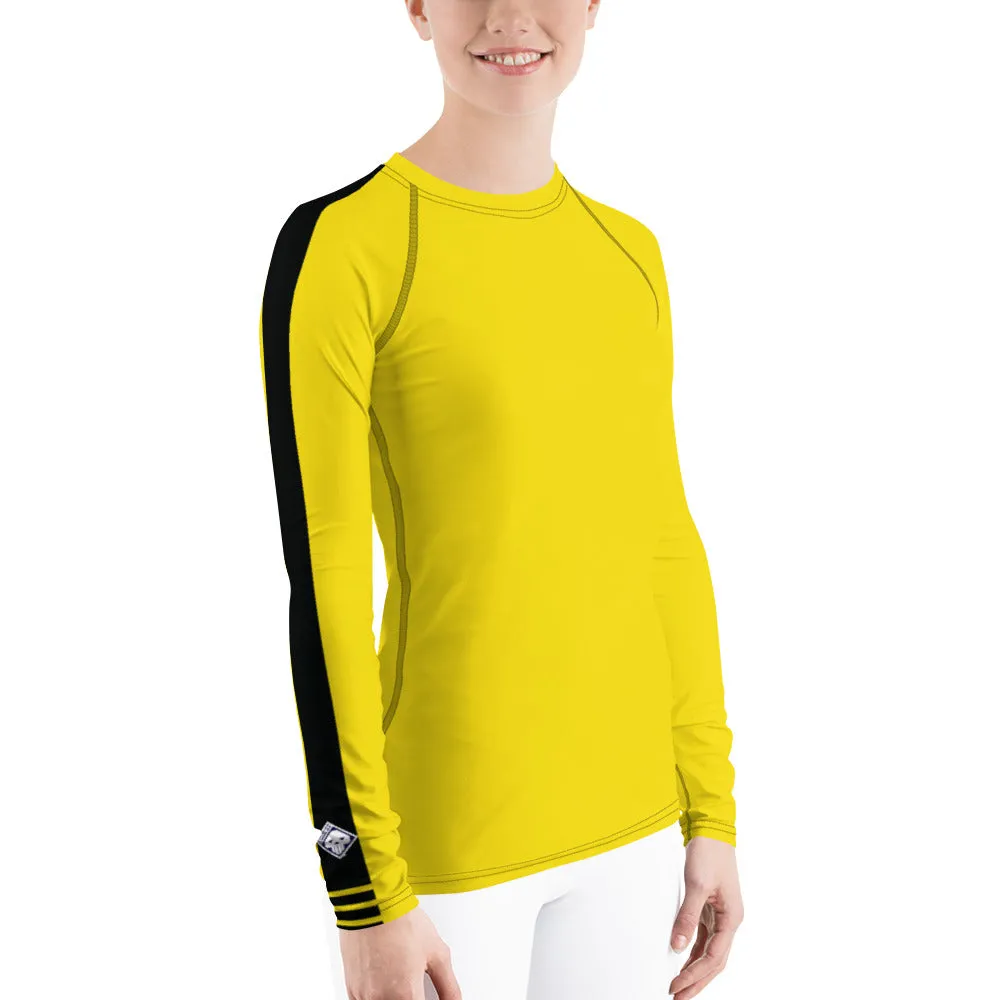 Martial Arts Elegance: Women's Bruce Lee Game of Death and Kill Bill Inspired Long Sleeve Rash Guard and Yoga Pants Set