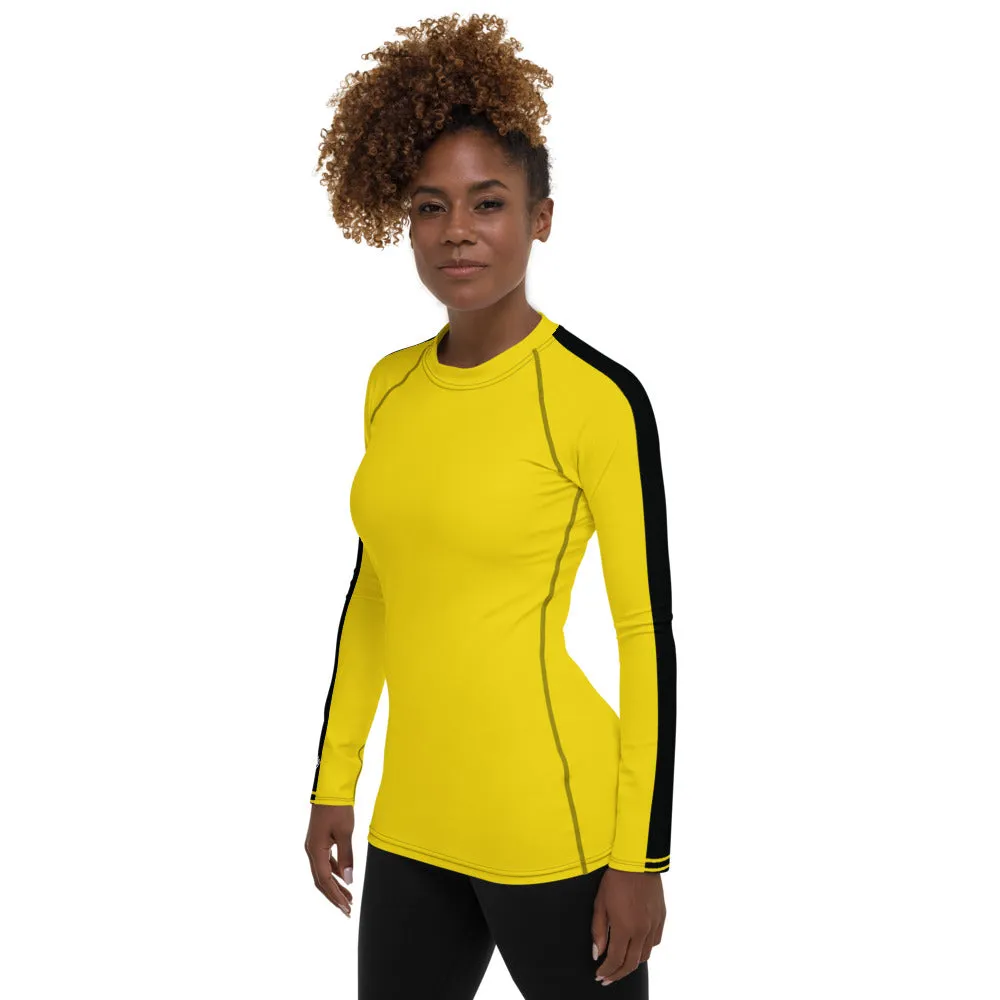 Martial Arts Elegance: Women's Bruce Lee Game of Death and Kill Bill Inspired Long Sleeve Rash Guard and Yoga Pants Set