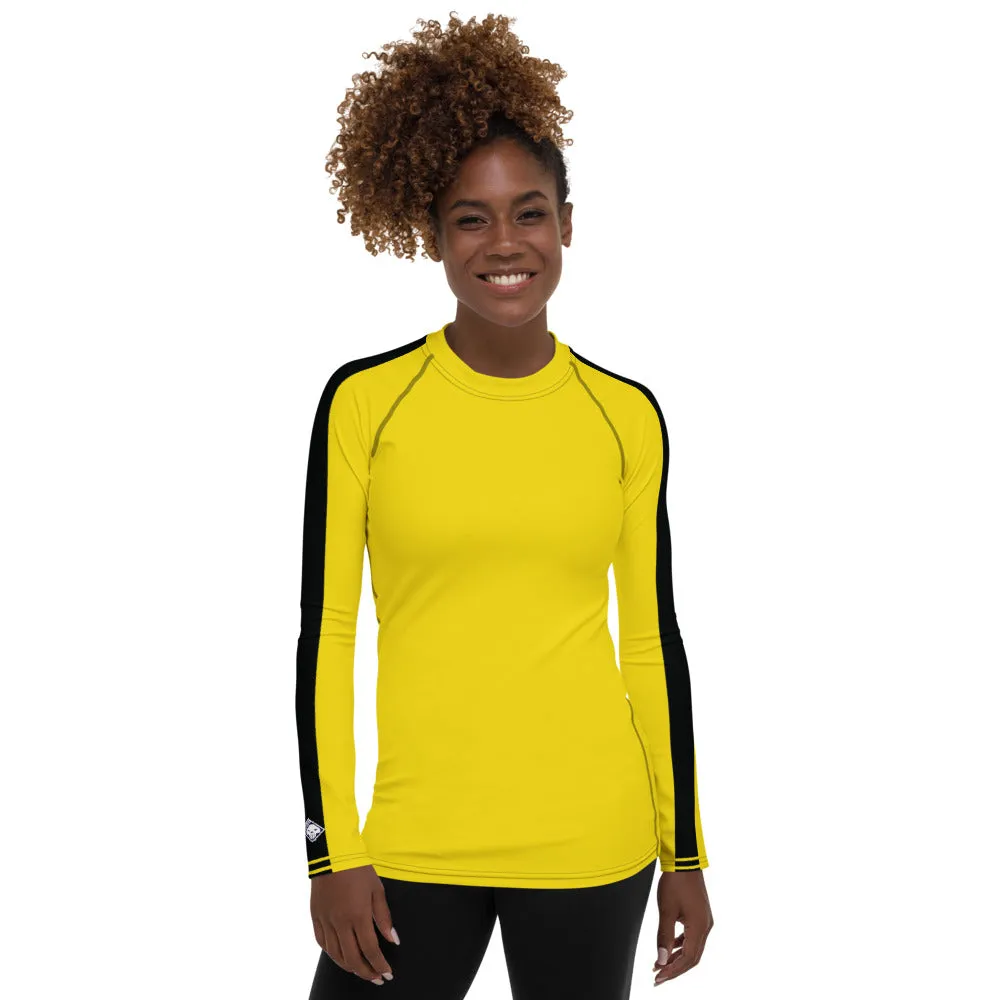 Martial Arts Elegance: Women's Bruce Lee Game of Death and Kill Bill Inspired Long Sleeve Rash Guard and Yoga Pants Set