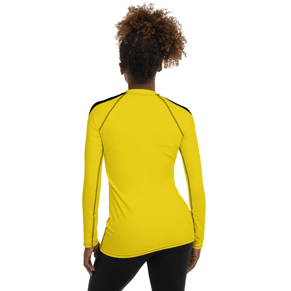 Martial Arts Elegance: Women's Bruce Lee Game of Death and Kill Bill Inspired Long Sleeve Rash Guard and Yoga Pants Set