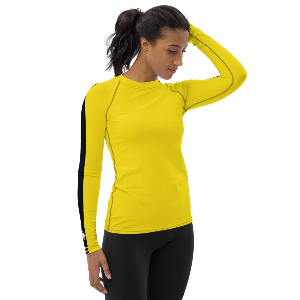 Martial Arts Elegance: Women's Bruce Lee Game of Death and Kill Bill Inspired Long Sleeve Rash Guard and Yoga Pants Set