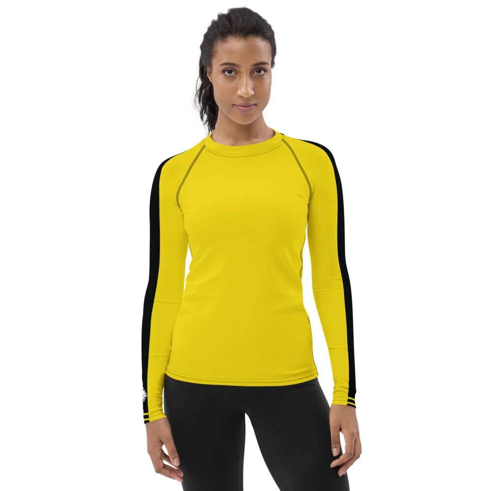 Martial Arts Elegance: Women's Bruce Lee Game of Death and Kill Bill Inspired Long Sleeve Rash Guard and Yoga Pants Set