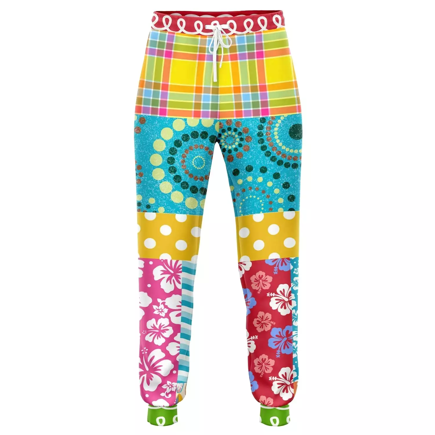 Maui Waui Hawaiian Patchwork Unisex Fleece Joggers