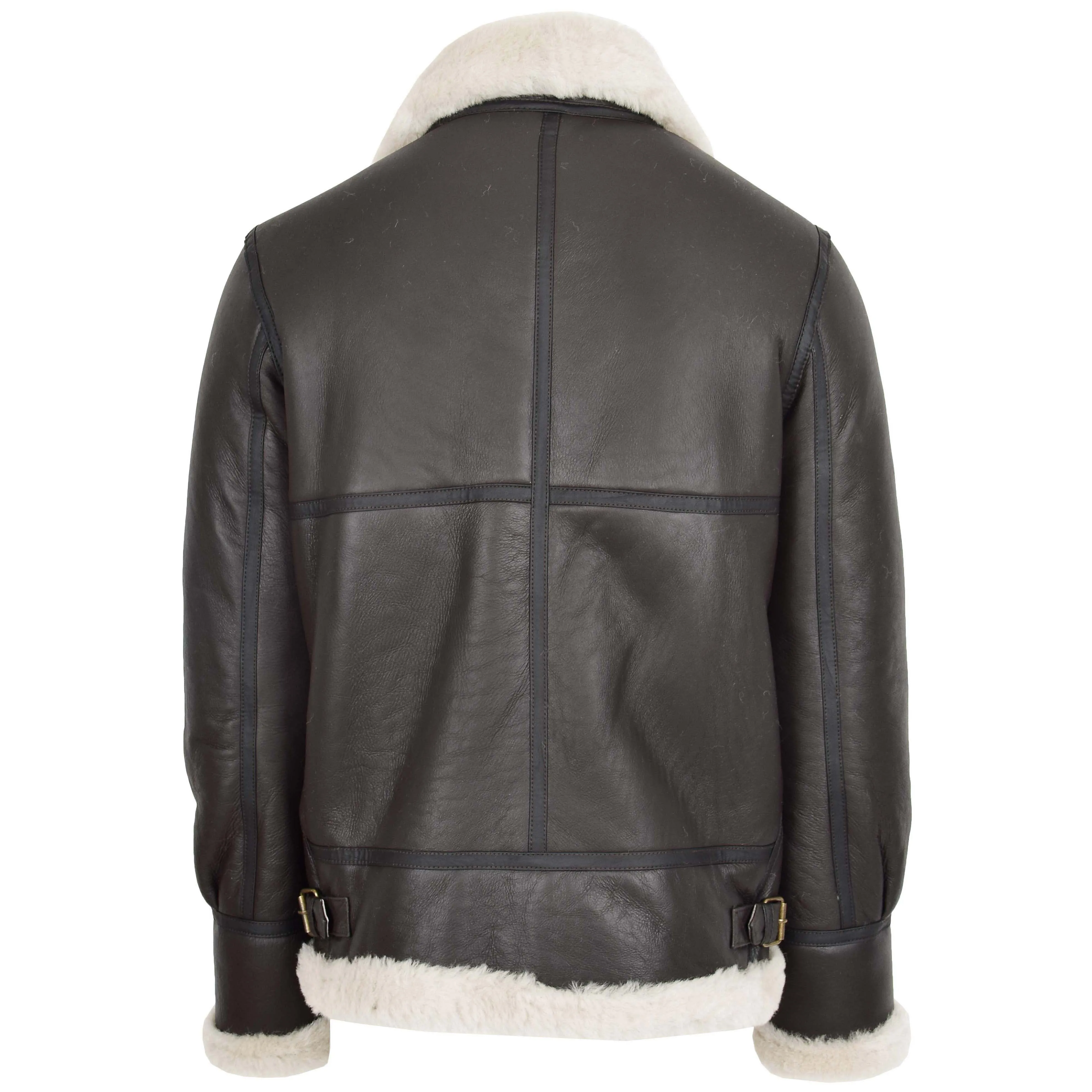 Men's Classic B3 Original Sheepskin Jacket Brown White