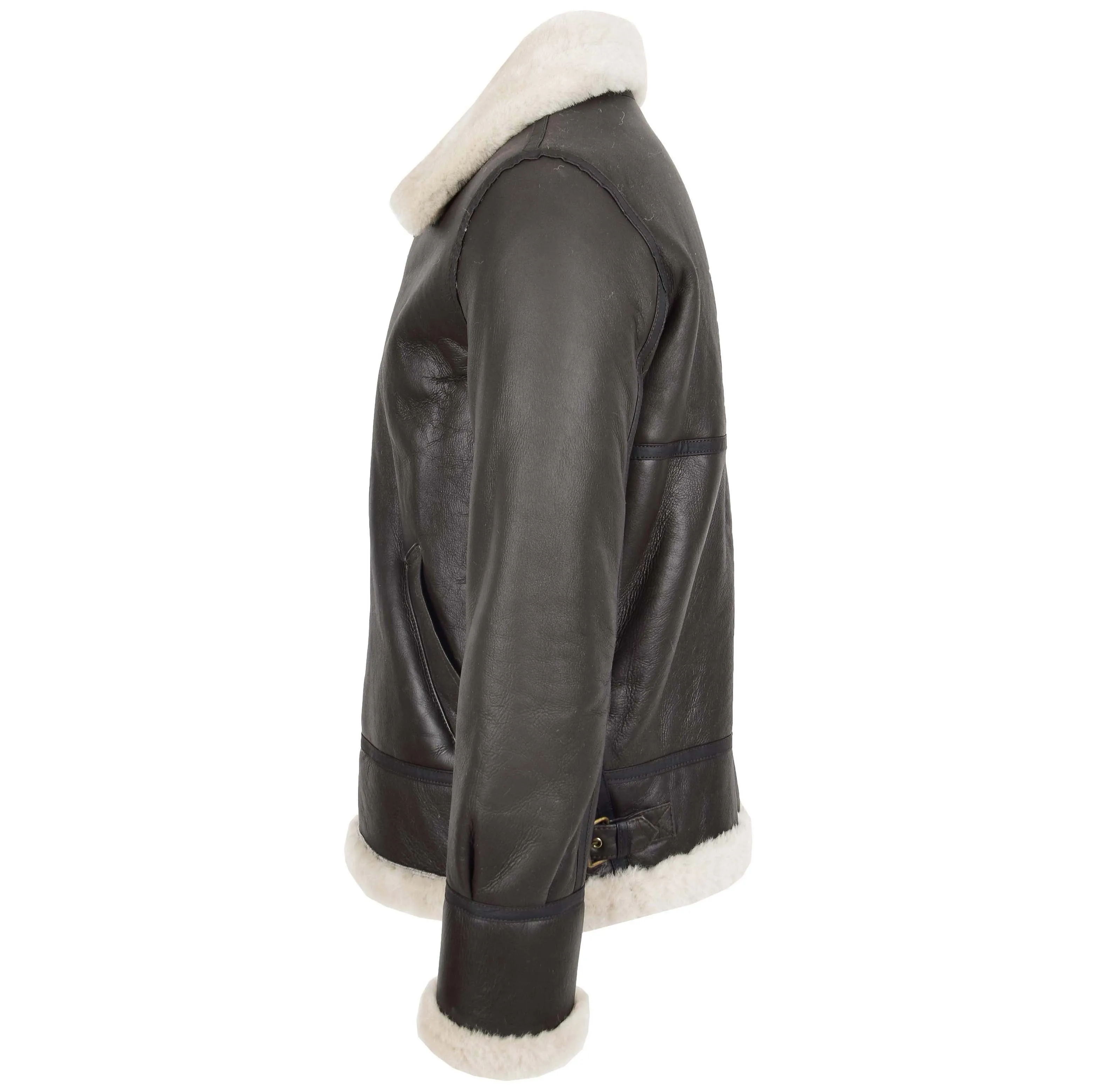 Men's Classic B3 Original Sheepskin Jacket Brown White