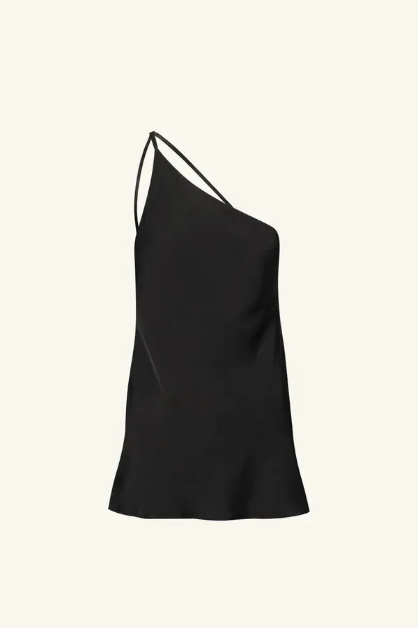 Mia One Shoulder Cowl Back Top - Black