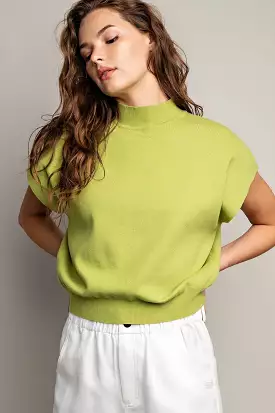 Mock Neck Short Sleeve Top