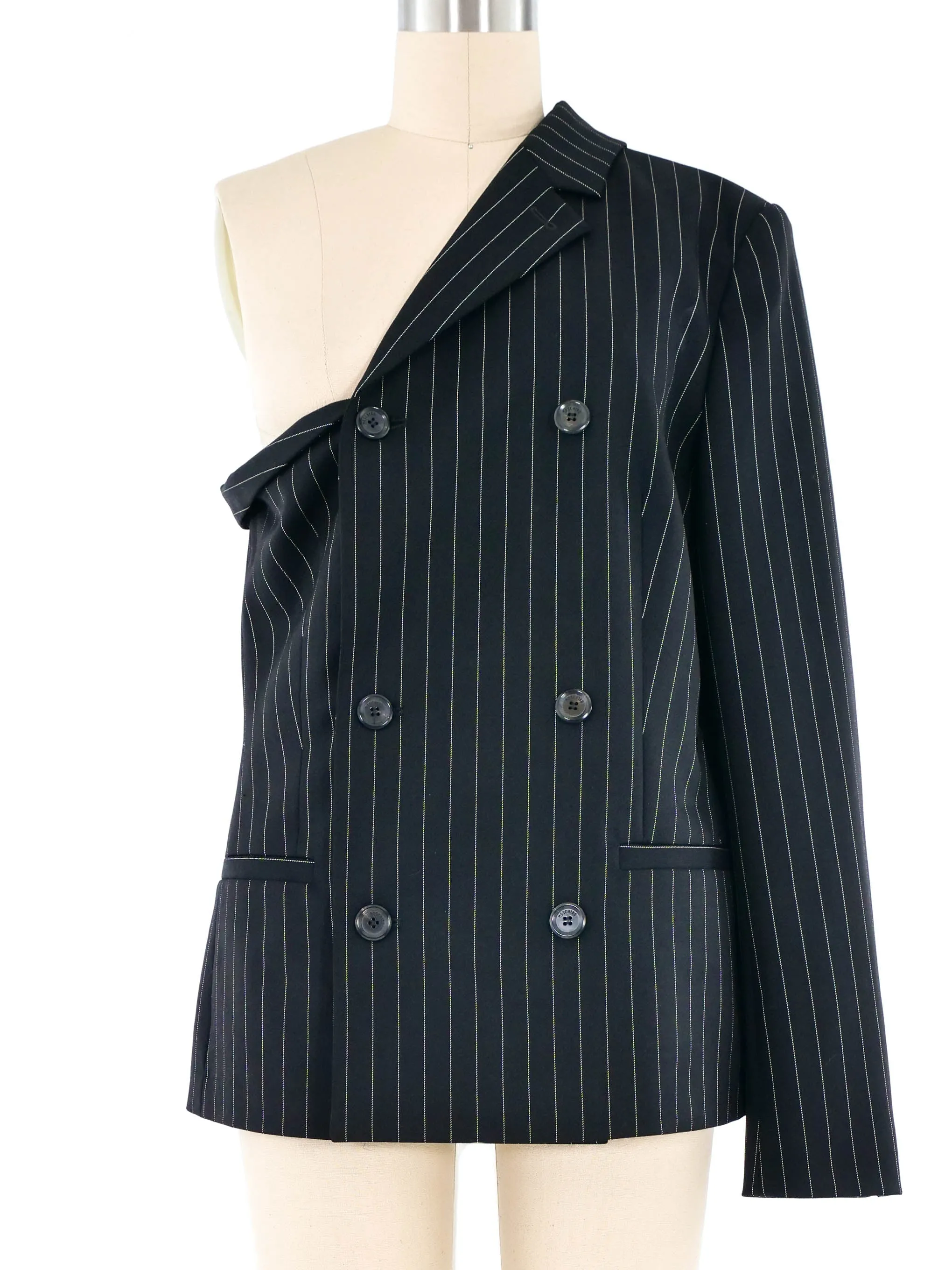 Moschino One Shoulder Pinstripe Jacket