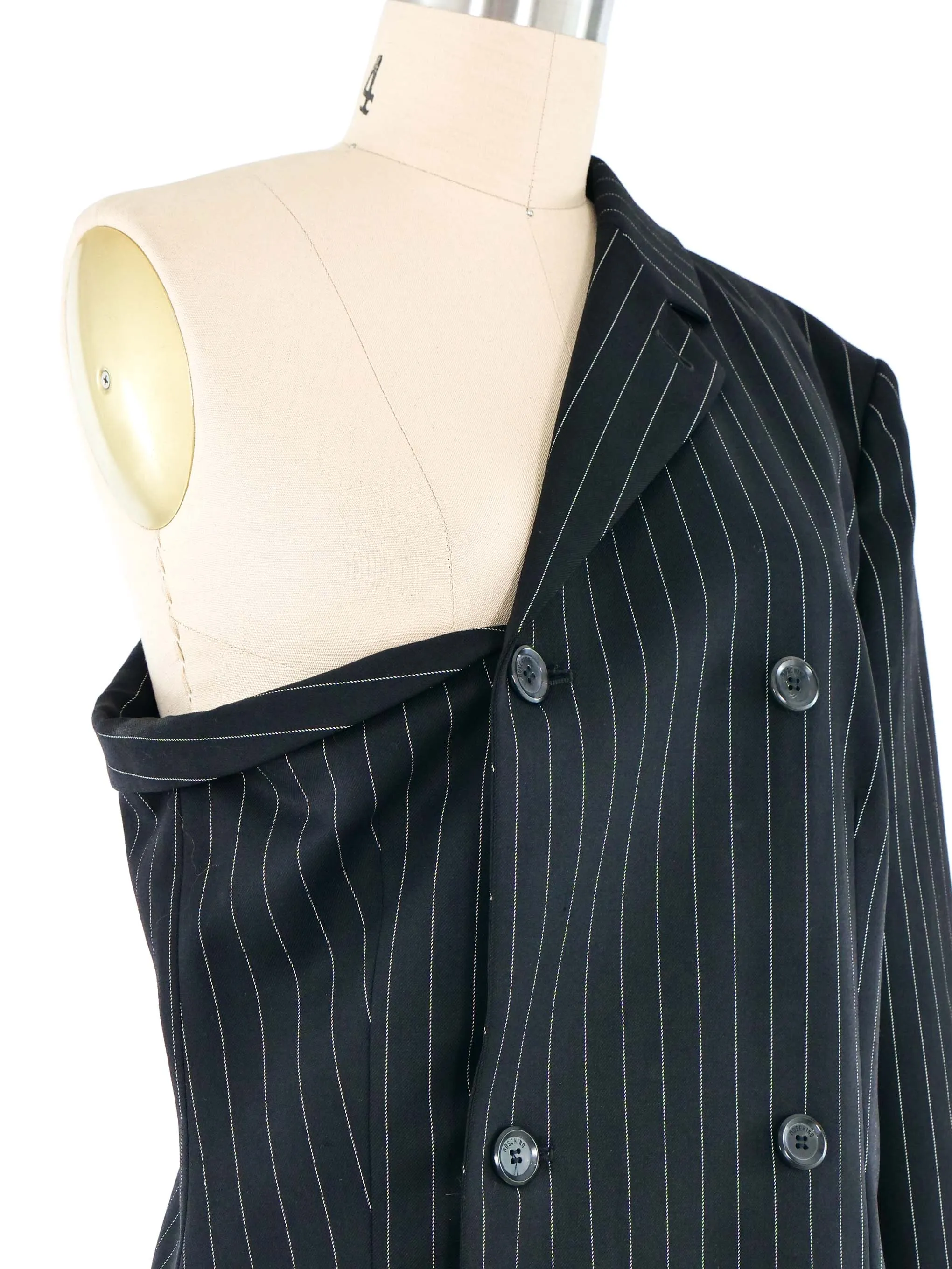 Moschino One Shoulder Pinstripe Jacket